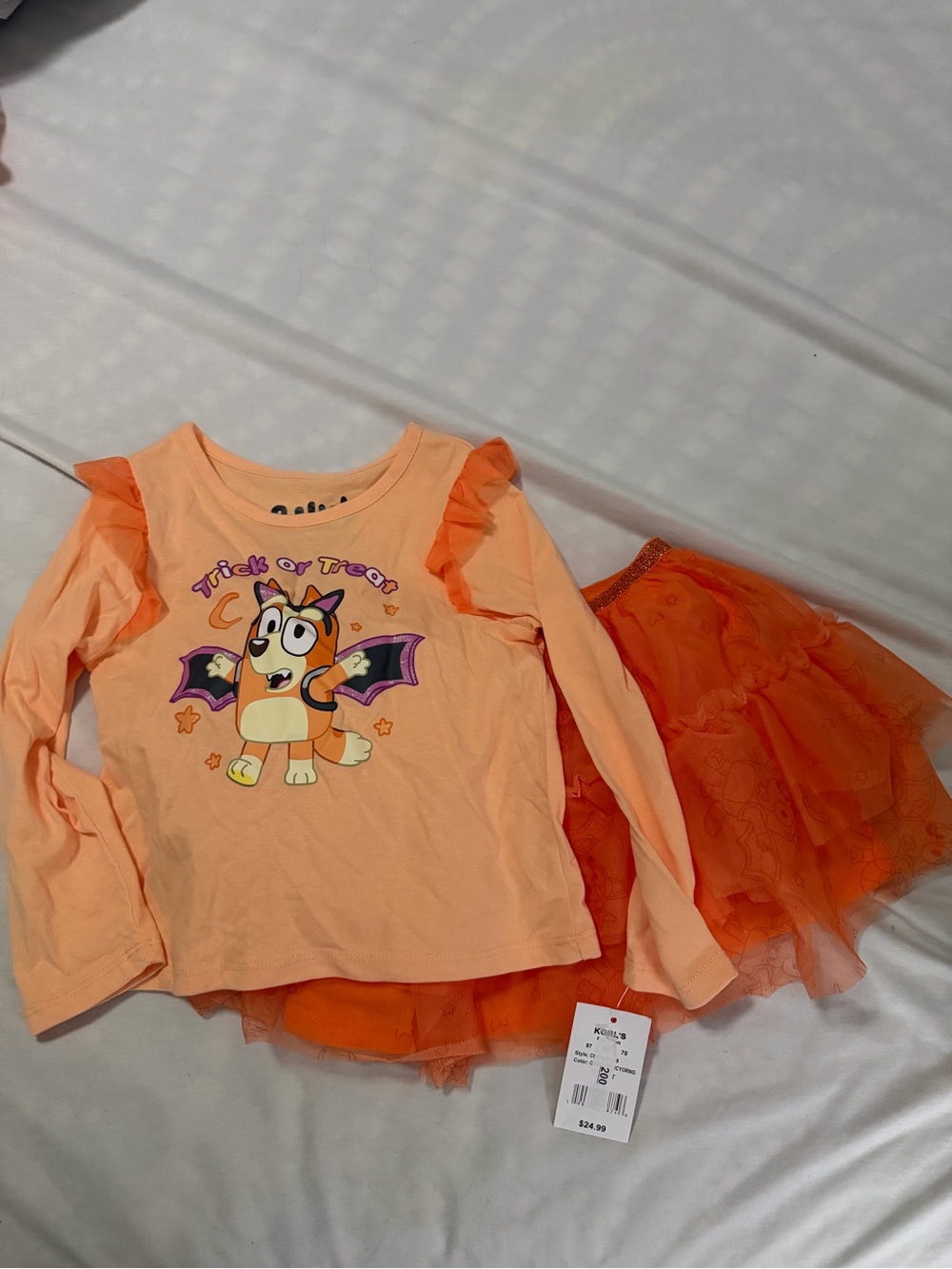 Hybrid Apparel Kids Orange Halloween Bat-Fox Matching Set - Bluey Licensed